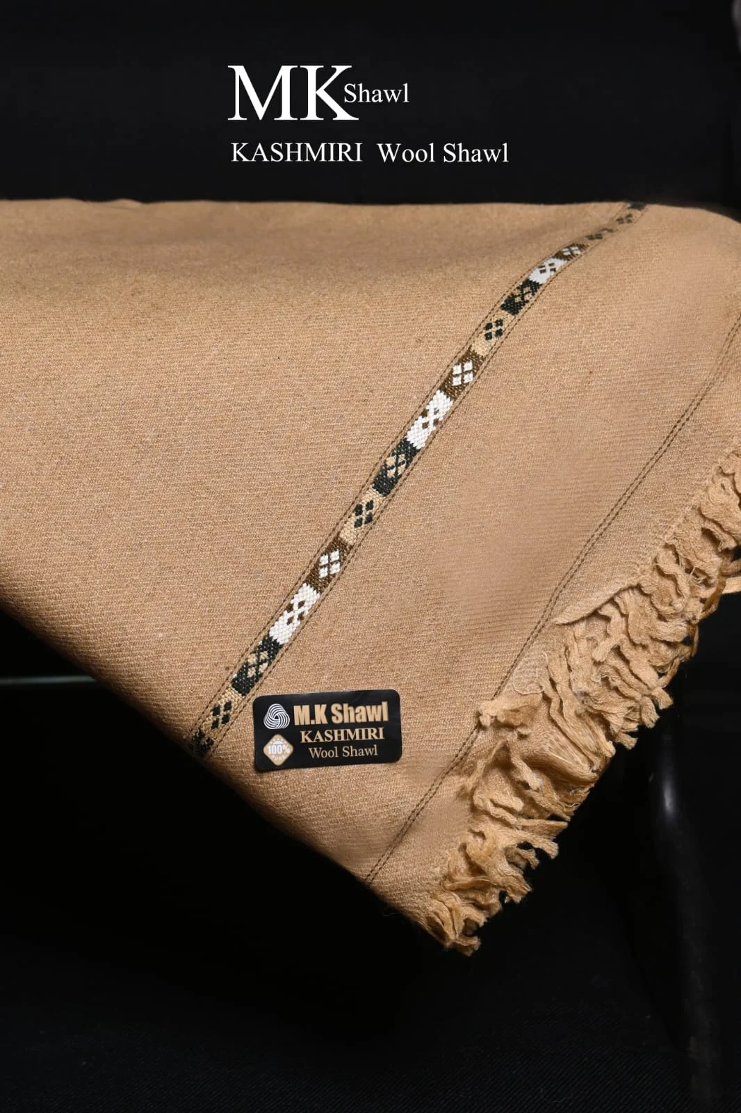 Fresh Formula Men's Shawl – Camel, Woven Border